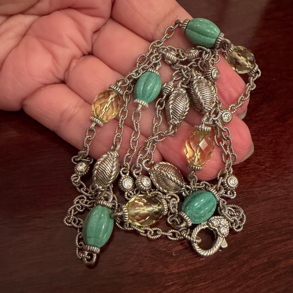 judith ripka sterling silver turquoise lemon quartz necklace 36 inch - Picture 6 of 10